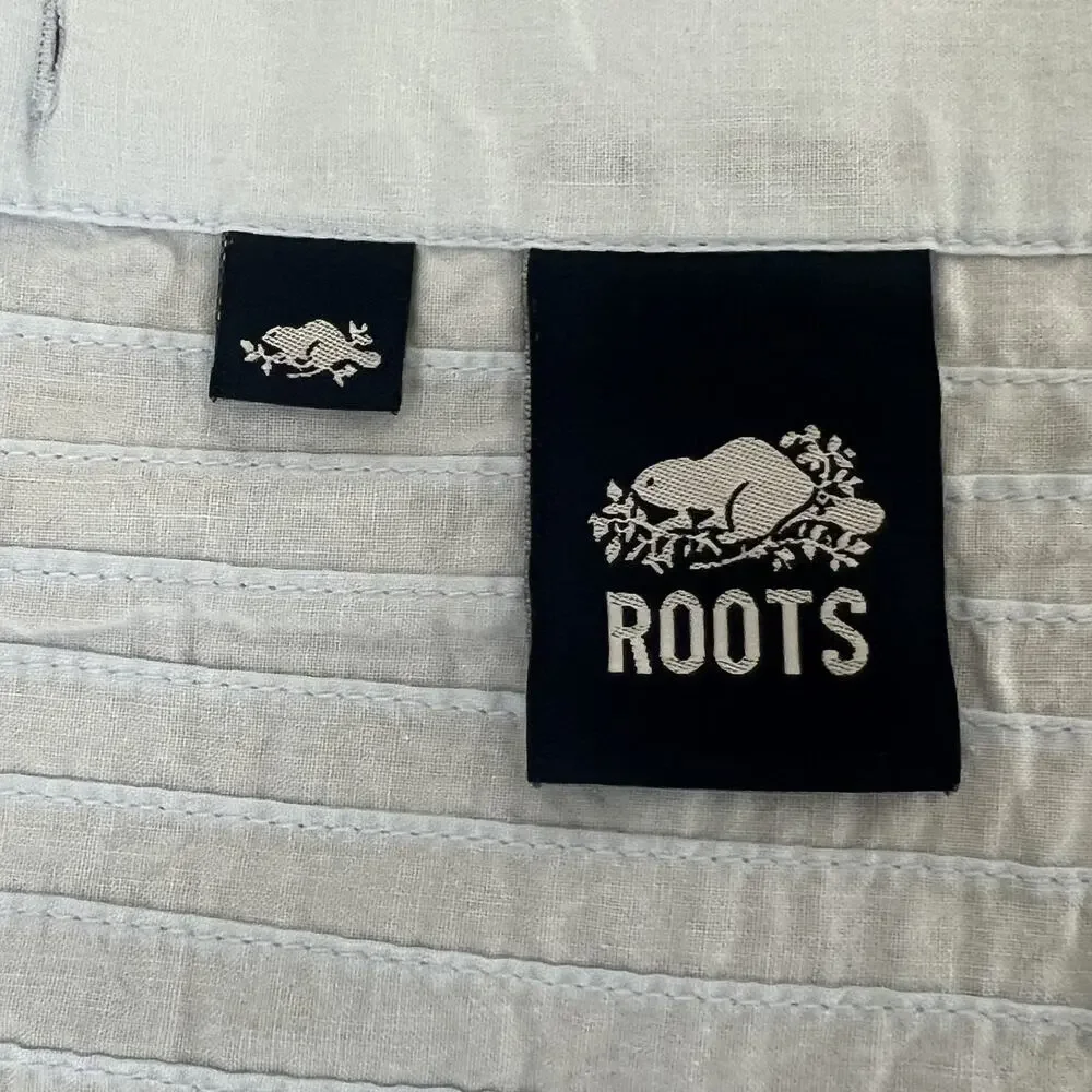ROOTS Shower Curtain White & Blue 100% Cotton 69.5